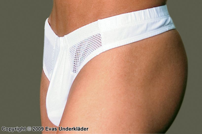 Male thong with mesh panels